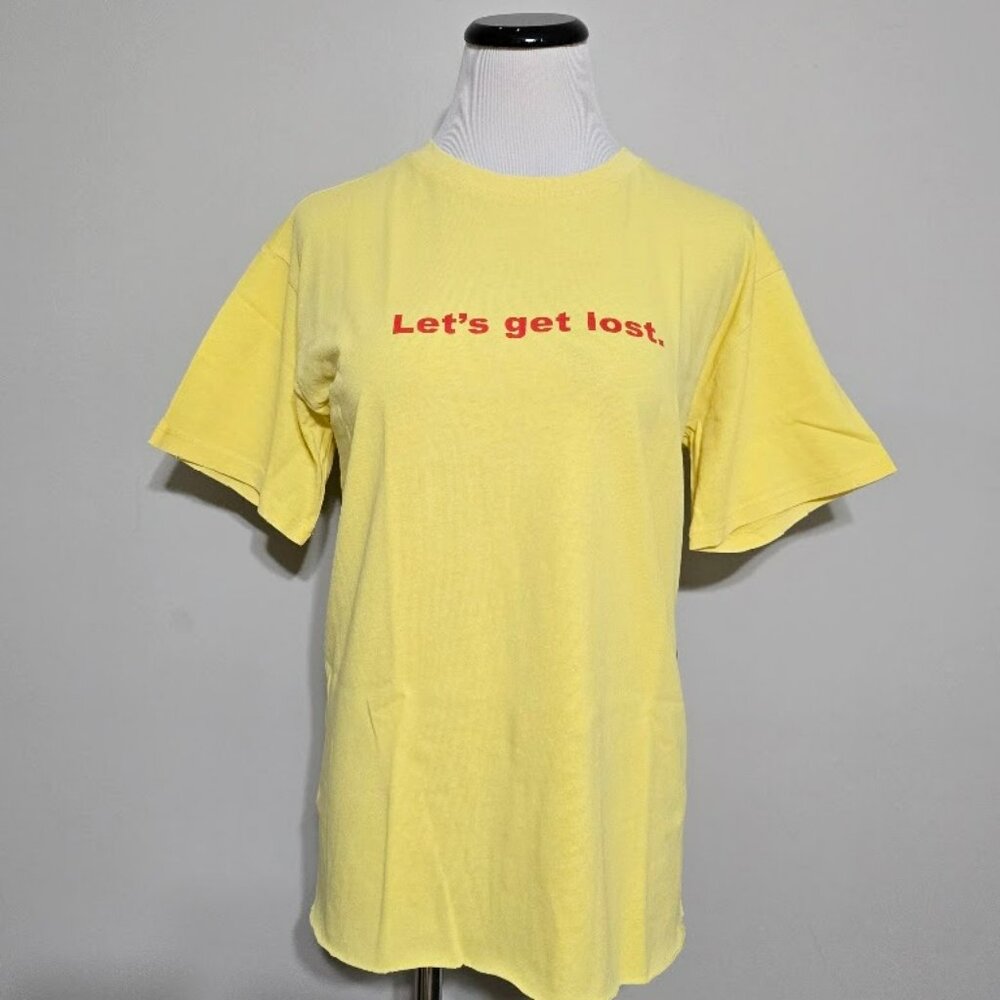 NEW Lets Get Lost T Shirt M Womens Forever 21Coastal Cowgirl Distressed Tee